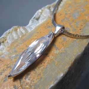 Ice Princess Pendant, Artisan Crystal Necklace Sterling Silver